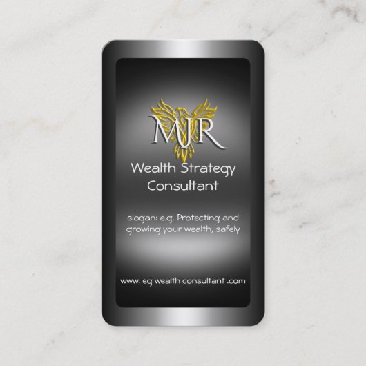 Monogram, Vermogensstrategie Consultant, metaal-lo Visitekaartje (Voorkant)