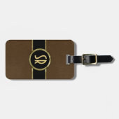 Monogram versleten bruin leder look 2 bagagelabel (Voorkant horizontaal)