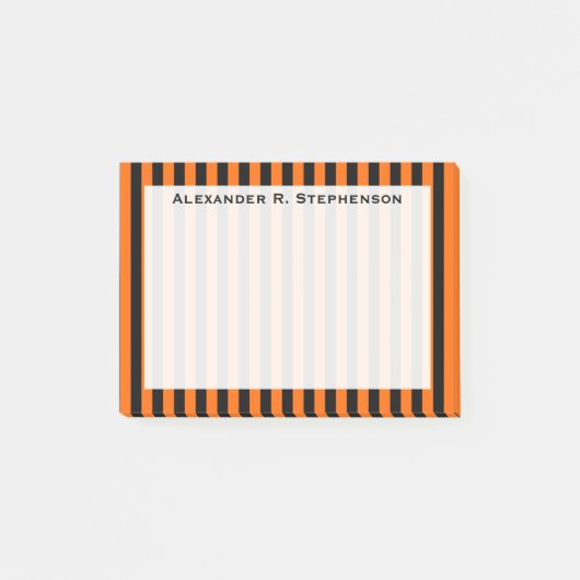 Monogram Verticaal Halloween Sinaasappel / Zwarte Post-it® Notes (Voorkant)