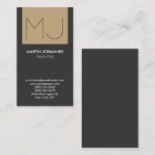Monogram Verticaal legant grijs beige Visitekaartj Visitekaartje (Voorkant / Achterkant)