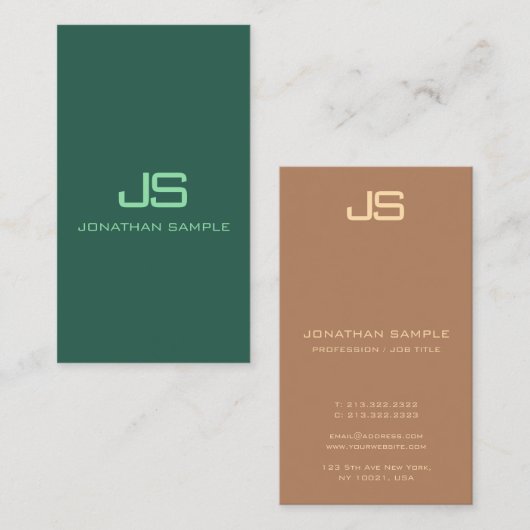 Monogram Verticaal Modern Professional Elegant Visitekaartje (Voorkant / Achterkant)