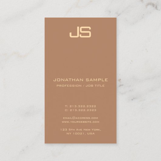 Monogram Verticaal Modern Professional Elegant Visitekaartje (Achterkant)