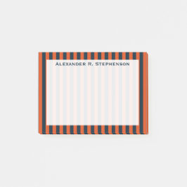 Monogram Verticaal Navyblauw en Oranje Streep Post-it® Notes