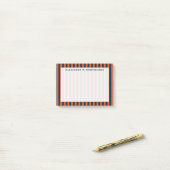Monogram Verticaal Navyblauw en Oranje Streep Post-it® Notes (Op bureau)