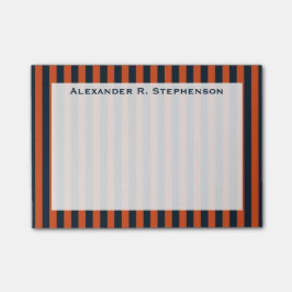 Monogram Verticaal Navyblauw en Oranje Streep Post-it® Notes