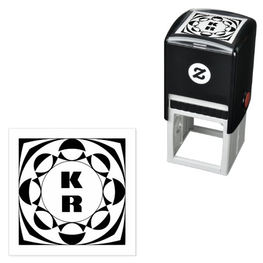 Monogram Vertical Initials Self-Inking Stamp Zelfinktende Stempel (In situ)