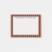 Monogram Verticale Navy Blue en Sinaasappel Stripe Post-it® Notes (Voorkant)
