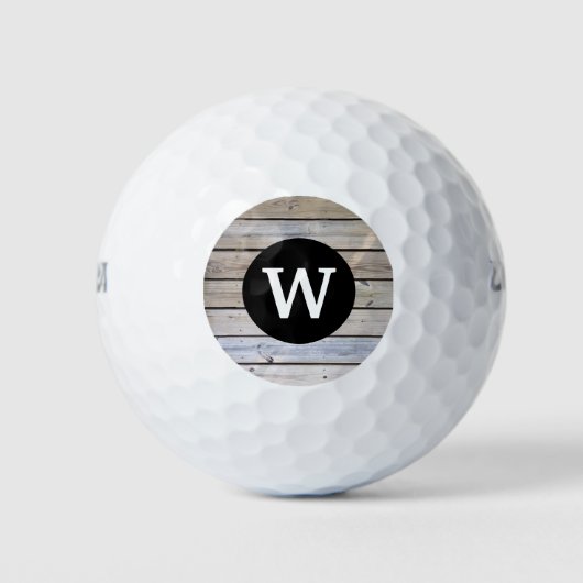 Monogram verweerd hout golfballen (Voorkant)