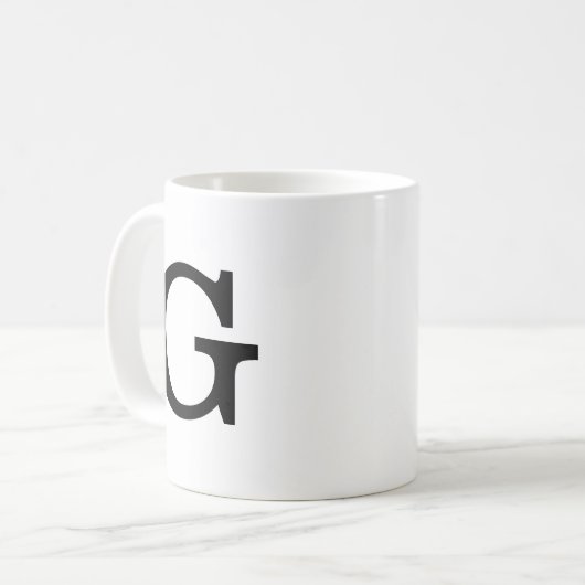 Monogram Vet Eenvoudig Plain zwart-wit Koffiemok (Voorkant links)