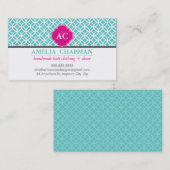 MONOGRAM vet geometrische cirkels turquoise roze Visitekaartje (Voorkant / Achterkant)