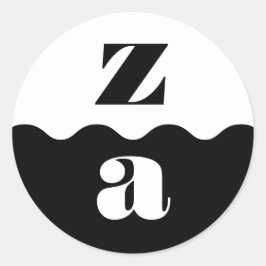 Monogram Vet Geschulpte Rand Zwart Wit Bruiloft Ronde Sticker