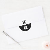 Monogram Vet Geschulpte Rand Zwart Wit Bruiloft Ronde Sticker (Envelop)
