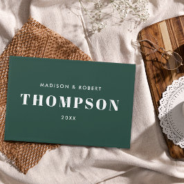 Monogram Vet Modern Eenvoudig Smaragdgroen Trouwen Gastenboek
