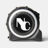 Monogram Vet Overlappende Initialen Zwart-wit Rolmaat (Voorkant)