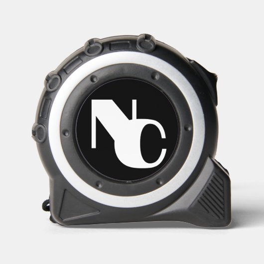 Monogram Vet Overlappende Initialen Zwart-wit Rolmaat (Voorkant)