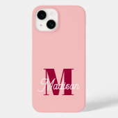 Monogram Vet Roze Gepersonaliseerde Initialen Case-Mate iPhone Case (Achterkant)