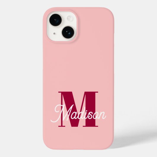Monogram Vet Roze Gepersonaliseerde Initialen Case-Mate iPhone Case (Achterkant)