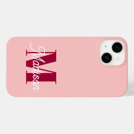 Monogram Vet Roze Gepersonaliseerde Initialen Case-Mate iPhone Case (Achterkant (horizontaal))