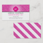 MONOGRAM vet sparkly glitter heet fuschia roze Visitekaartje (Voorkant / Achterkant)