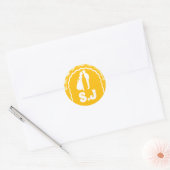 Monogram Vet Zonneschijn Geel Golvende Boog Bruilo Ronde Sticker (Envelop)