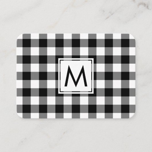 Monogram Vet Zwart Wit Buffel Plaid Patroon Visitekaartje (Voorkant)