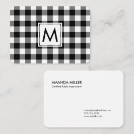Monogram Vet Zwart Wit Buffel Plaid Patroon Visitekaartje