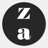 Monogram Vet Zwart Wit Trouwgunst Envelope Ronde Sticker (Voorkant)