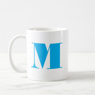 Monogram Vetgedrukt Modern Minimalistisch Blauw Wi Koffiemok