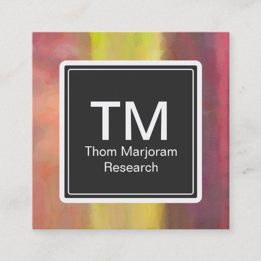 Monogram Vette penseelstreken Vierkante Visitekaartje (Voorkant)