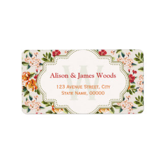 Monogram  Victoriaans Bruiloft Bloemen Etiket