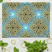 Monogram Victoriaans Golden Trim Aqua Achtergrond Theedoek (Gevouwen)