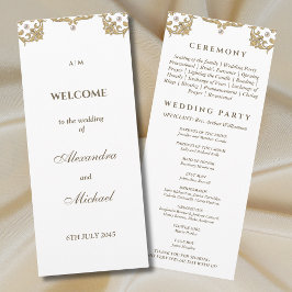 Monogram Victoriaans Pearl Vintage Wedding Program Programmakaart