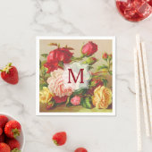 Monogram  Victoriaans Rozen Boeketbloemen Servet (Insitu)