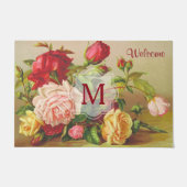 Monogram  Victoriaans Rozen Bouquet Flowers Deurmat (Voorkant)