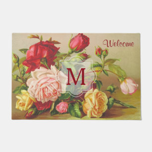 Monogram Victoriaans Rozen Bouquet Flowers Deurmat