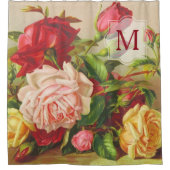 Monogram  Victoriaans Rozen Bouquet Flowers Douchegordijn (Voorkant)