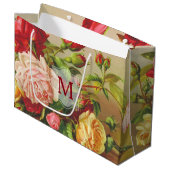 Monogram  Victoriaans Rozen Bouquet Flowers Groot Cadeauzakje (Voorkant Gekanteld)