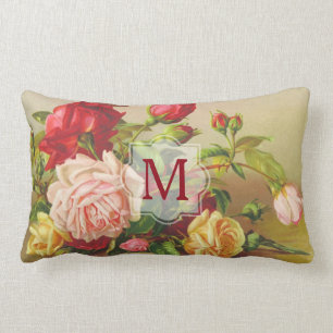 Monogram Victoriaans Rozen Bouquet Flowers Kussen