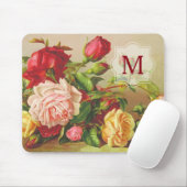 Monogram  Victoriaans Rozen Bouquet Flowers Muismat (Met muis)