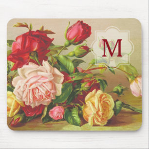 Monogram  Victoriaans Rozen Bouquet Flowers Muismat