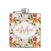 Monogram Victoriaans Waterverf Floral Heupfles (Voorkant)