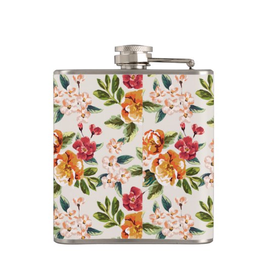 Monogram Victoriaans Waterverf Floral Heupfles (Achterkant)