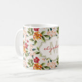 Monogram  Victoriaans Waterverf Floral Koffiemok (Voorkant links)