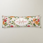 Monogram  Victoriaans Waterverf Floral Lichaamskussen (Achterkant)