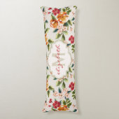 Monogram  Victoriaans Waterverf Floral Lichaamskussen (Voorkant Verticaal)