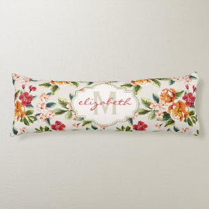 Monogram  Victoriaans Waterverf Floral Lichaamskussen
