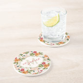 Monogram  Victoriaans Waterverf Floral Zandsteen Onderzetter (Zijkant)