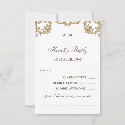 Monogram Victorian Christian Wedding RSVP Card (Voorkant)