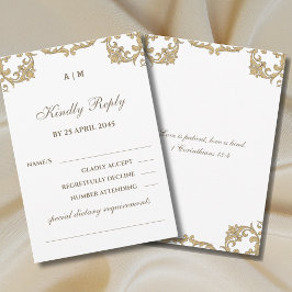 Monogram Victorian Christian Wedding RSVP Card Kaartje