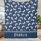 Monogram Video Gamer Patroon Aangepaste naam Fleece Deken